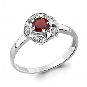 Серебряное кольцо AQUAMARINE с фианитом и гранатом А6915903А фото