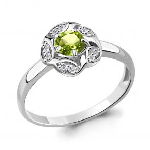 Серебряное кольцо AQUAMARINE с фианитом и хризолитом А6915907А фото