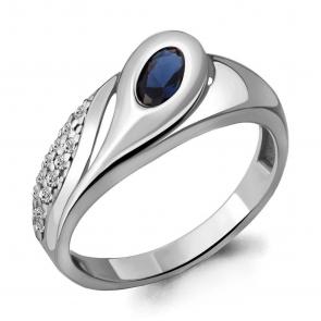 Серебряное кольцо AQUAMARINE с фианитом и гидротермальным сапфиром А69163АБ фото