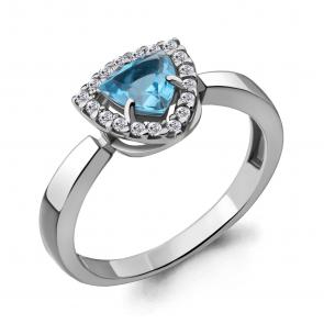 Серебряное кольцо AQUAMARINE с топазом и фианитом А6916505А фото