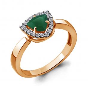 Кольцо из золочёного серебра AQUAMARINE с фианитом и агатом А6916509А-п фото