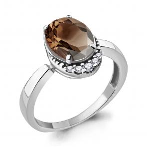 Серебряное кольцо AQUAMARINE с фианитом и кварцем А6917001А фото