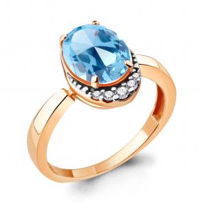 Кольцо из золочёного серебра AQUAMARINE с топазом и фианитом А6917092А-пк фото