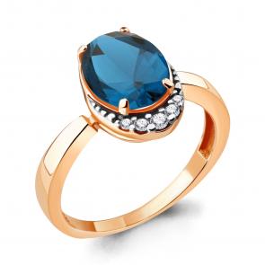 Кольцо из золочёного серебра AQUAMARINE с фианитом и Лондон топазом А6917093А-пк фото
