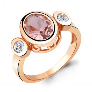 Кольцо из золочёного серебра AQUAMARINE с фианитом и морганитом А6917190А-п фото