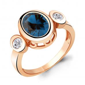 Кольцо из золочёного серебра AQUAMARINE с фианитом и Лондон топазом А6917193А-п фото