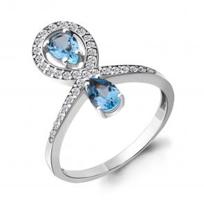 Серебряное кольцо AQUAMARINE с топазом и фианитом А6917705А фото