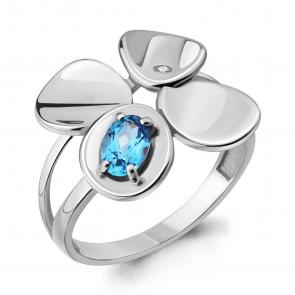 Серебряное кольцо AQUAMARINE с топазом и фианитом А6918405А фото