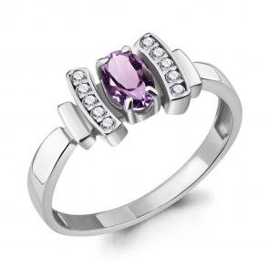 Серебряное кольцо AQUAMARINE с фианитом и аметистом А6919904А фото