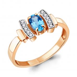 Кольцо из золочёного серебра AQUAMARINE с топазом и фианитом А6919905А-пк фото