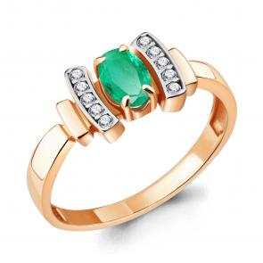 Кольцо из золочёного серебра AQUAMARINE с фианитом и агатом А6919909А-пк фото