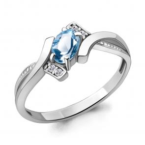 Серебряное кольцо AQUAMARINE с топазом и фианитом А6920205А фото