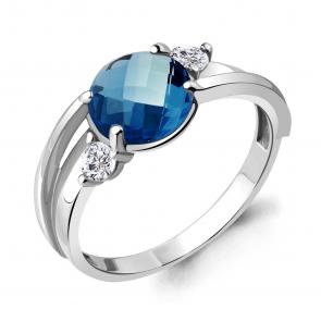 Серебряное кольцо AQUAMARINE с фианитом и Лондон топазом А6921493А фото