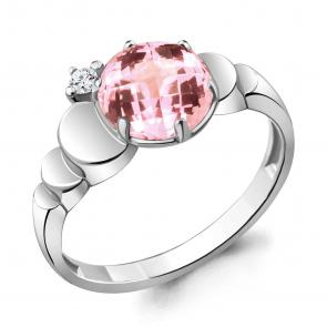 Серебряное кольцо AQUAMARINE с фианитом и морганитом А6921590А фото