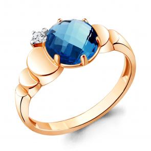 Кольцо из золочёного серебра AQUAMARINE с фианитом и Лондон топазом А6921593А-п фото