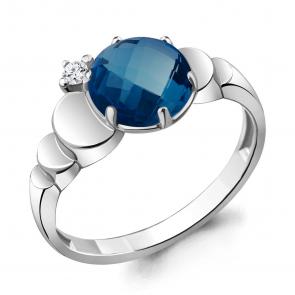 Серебряное кольцо AQUAMARINE с фианитом и Лондон топазом А6921593А фото