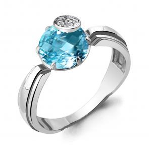 Серебряное кольцо AQUAMARINE с фианитом и турмалином А6921688А фото