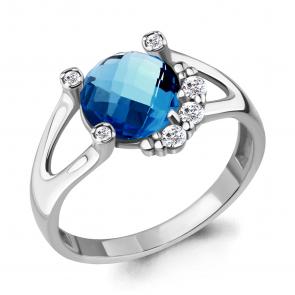 Серебряное кольцо AQUAMARINE с фианитом и Лондон топазом А6921793А фото