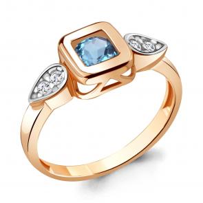 Кольцо из золочёного серебра AQUAMARINE с топазом и фианитом А6921905А-пк фото