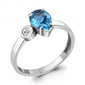 Серебряное кольцо AQUAMARINE с топазом и фианитом А6922005А фото
