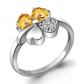 Серебряное кольцо AQUAMARINE с фианитом и цитрином А6922606А фото