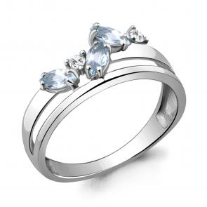Серебряное кольцо AQUAMARINE с топазом и фианитом А6923602А фото