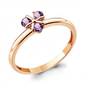 Кольцо из золочёного серебра AQUAMARINE с аметистом А6925304-п фото