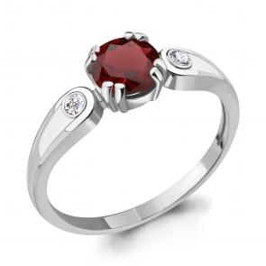 Серебряное кольцо AQUAMARINE с фианитом и гранатом А6927703А фото