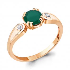 Кольцо из золочёного серебра AQUAMARINE с фианитом и агатом А6927709А-п фото