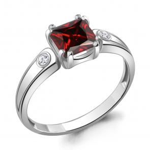Серебряное кольцо AQUAMARINE с фианитом и гранатом А6927803А фото