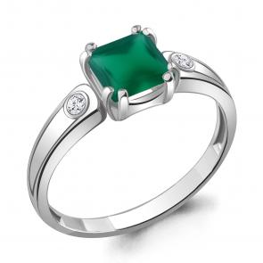 Серебряное кольцо AQUAMARINE с фианитом и агатом А6927809А фото