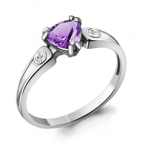 Серебряное кольцо AQUAMARINE с фианитом и аметистом А6927904А фото