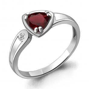 Серебряное кольцо AQUAMARINE с фианитом и гранатом А6928203А фото