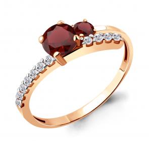 Кольцо из золочёного серебра AQUAMARINE с фианитом и гранатом А6928603А-п фото