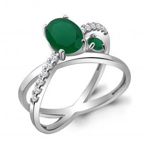 Серебряное кольцо AQUAMARINE с фианитом и агатом А6928909А фото