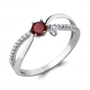 Серебряное кольцо AQUAMARINE с фианитом и гранатом А6929403А фото