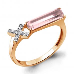 Кольцо из золочёного серебра AQUAMARINE с фианитом и морганитом А6930190А-п фото