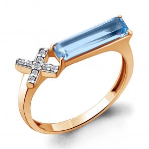 Кольцо из золочёного серебра AQUAMARINE с топазом и фианитом А6930192А-п фото