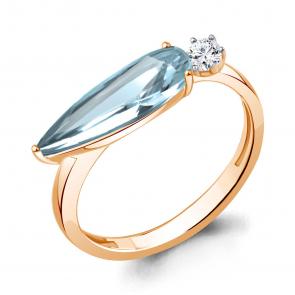 Кольцо из золочёного серебра AQUAMARINE с фианитом и турмалином А6930488А-п фото