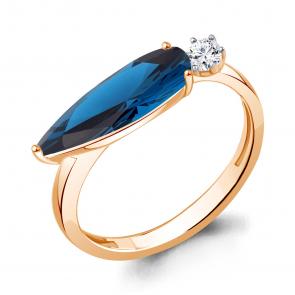 Кольцо из золочёного серебра AQUAMARINE с фианитом и Лондон топазом А6930493А-п фото