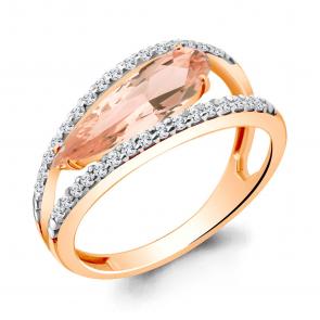 Кольцо из золочёного серебра AQUAMARINE с фианитом и морганитом А6930590А-п фото