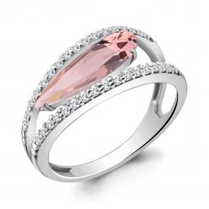 Серебряное кольцо AQUAMARINE с фианитом и морганитом А6930590А фото