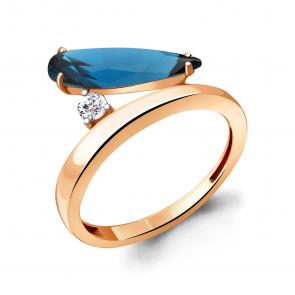 Кольцо из золочёного серебра AQUAMARINE с фианитом и Лондон топазом А6930693А-п фото