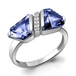 Серебряное кольцо AQUAMARINE с фианитом и танзанитом А69309603А фото