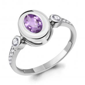 Серебряное кольцо AQUAMARINE с фианитом и алекситом А6931725А фото