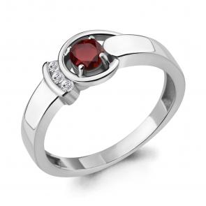 Серебряное кольцо AQUAMARINE с фианитом и гранатом А6932203А фото