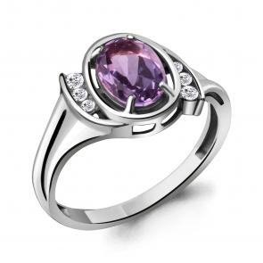 Серебряное кольцо AQUAMARINE с фианитом и аметистом А6932404А фото