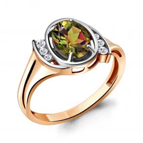 Кольцо из золочёного серебра AQUAMARINE с фианитом и султанитом А6932419А-пк фото
