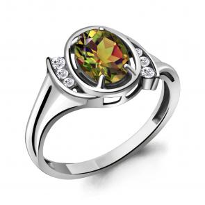 Серебряное кольцо AQUAMARINE с фианитом и султанитом А6932419А фото