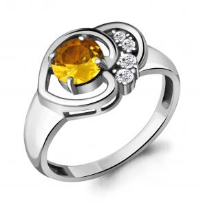 Серебряное кольцо AQUAMARINE с фианитом и цитрином А6932506А фото